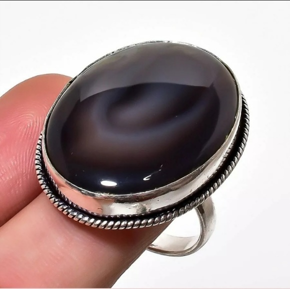 New Banded Agate Eye 925 Silver Ring. - Picture 2 of 8